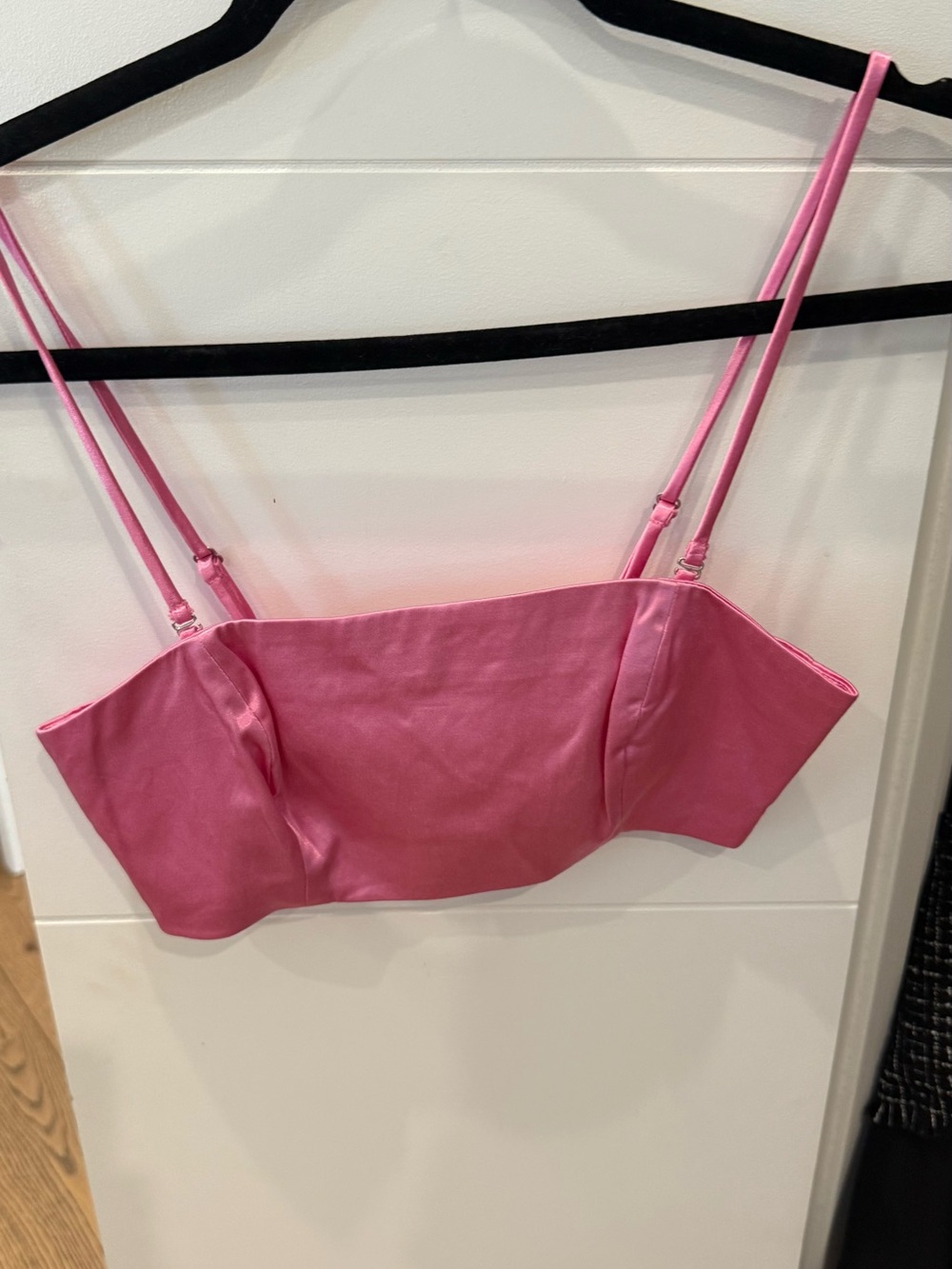 Staud Pink Satin Crop Bralette Top